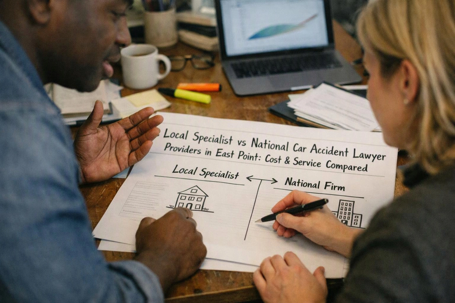 Local Specialist vs National Car Accident Lawyer Providers in East Point: Cost & Service Compared