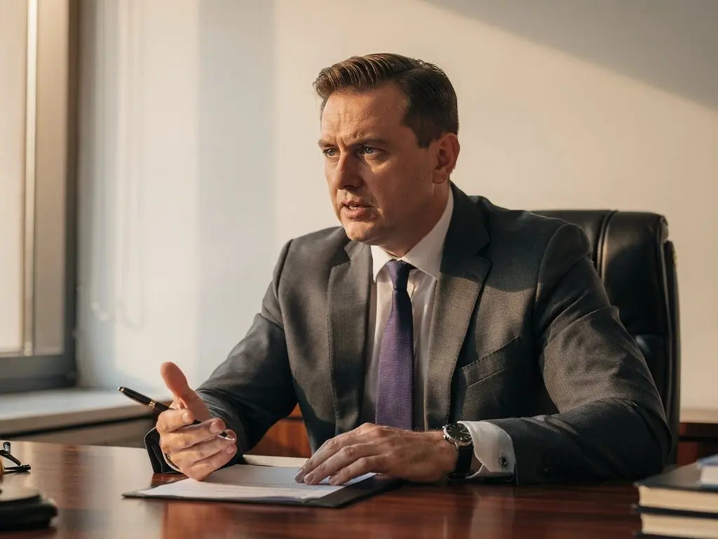 Pedestrian injury lawyer in Atlanta discussing case documents near Fox Theatre after evening crosswalk crash